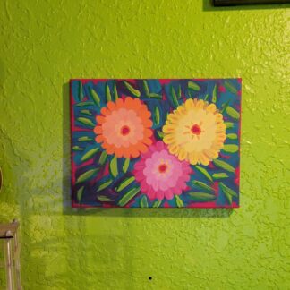 9 x 12 Bright Floral Flowers Painting Acrylic Paints on Canvas