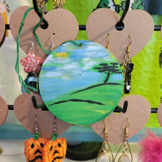 Rolling Hills Scenery Landscape Painted Wooden Ornament