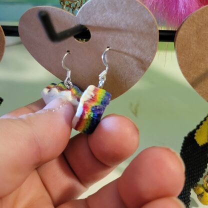 Polymer Clay Rainbow Cake Dangle Earrings - Image 3