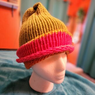 Pink Orange Yellow and Green Summer Weight Wool Blend Beanie
