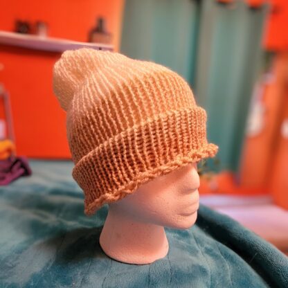Cream and Beige Summer Weight Wool Blend Beanie