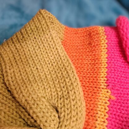 Pink Orange Yellow and Green Summer Weight Wool Blend Beanie - Image 3
