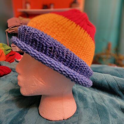 Pink Gold and Blue Pansexual PRIDE Medium Weight Beanie - Image 2
