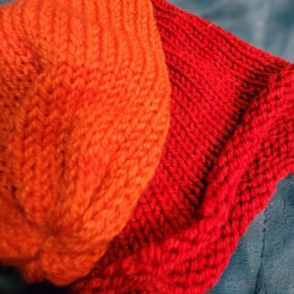 Red and Orange Summer Weight Wool Blend Beanie