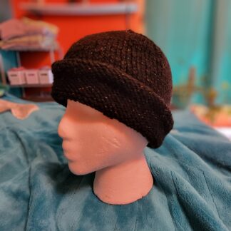 Black Hand-Knit Beanie with Rainbow Tinsel