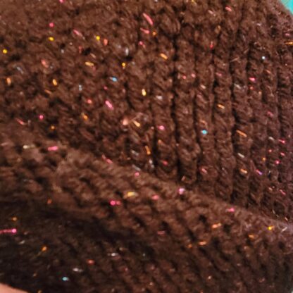 Black Hand-Knit Beanie with Rainbow Tinsel - Image 2