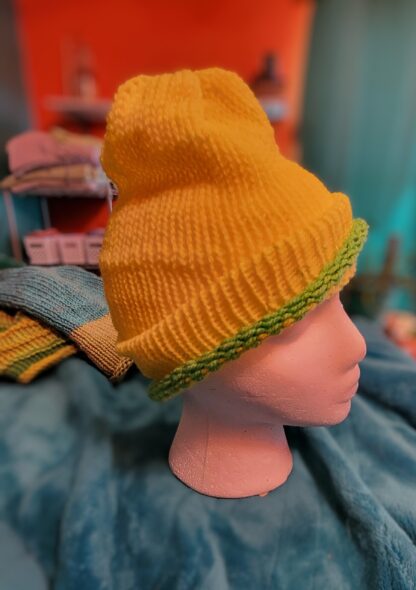Yellow and Green Summer Weight Beanie