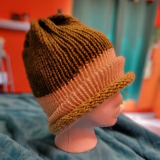 Olive Green and Cream Summer Weight Wool Blend Beanie