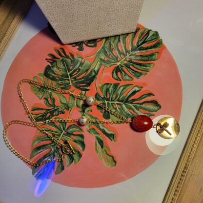 Red and Gold Dragonfly Necklace - Image 2