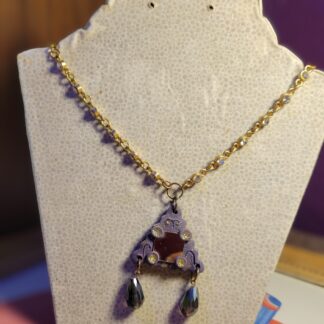 Purple Mirrored Necklace on Gold Toned Cup Chain