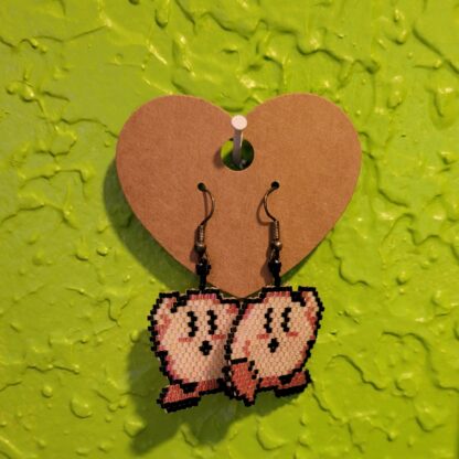 Pink Squishy Guy Brick Stitch Earrings
