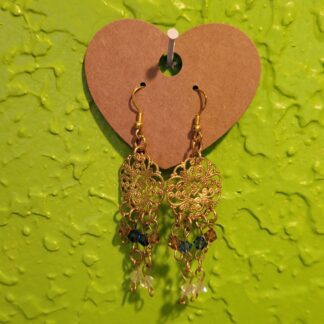 Golden-Toned Filigree Earrings with Swarovski Crystals