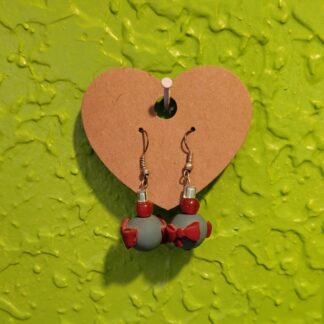 Blue and Red Polymer Clay Beaded Christmas Earrings