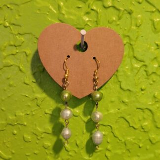 Dyed Freshwater Pearl Earrings Potato Shaped Blue and Green