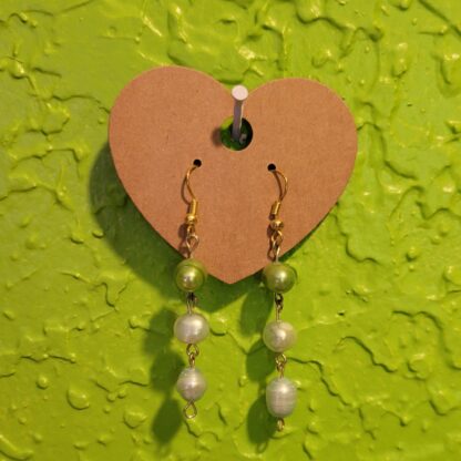 Dyed Freshwater Pearl Earrings Potato Shaped Blue and Green