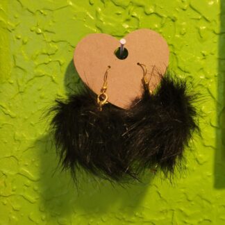 Fluffy Black Pompom Faux Fur Earrings