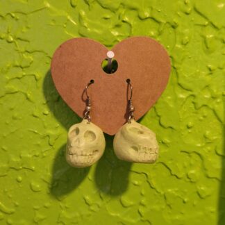 Pastel Lime Green Polymer Clay Skull Earrings