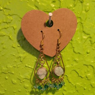 Blue Druzy Chandelier Earrings with Swarovski Crystals