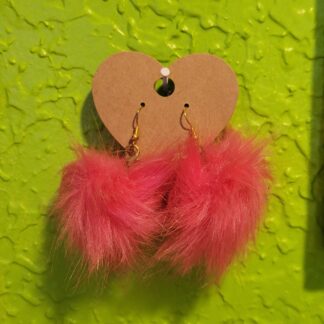 Fluffy Hot Pink Pompom Faux Fur Earrings