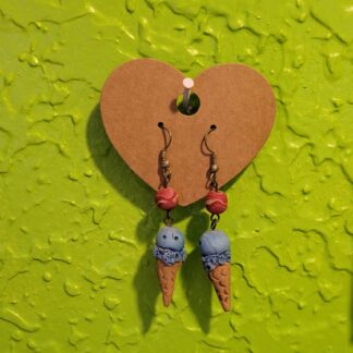 Bubblegum Polymer Clay Ice Cream Cone Earrings