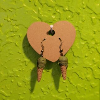 Polymer Clay Avocado Ice Cream Cone Earrings