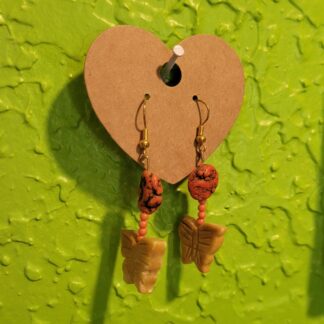 Orange Stone Butterfly Dangle Earrings