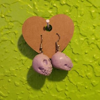Pastel Purple Polymer Clay Skull Earrings Pastel Goth