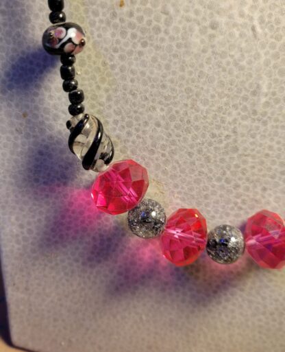 Beautiful Hot Pink Crystal Necklace 20 Inches - Image 2