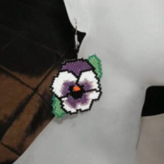 Pansy Flower Brick Stitch Earring Pattern
