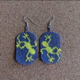 Wall Climbing Gecko Brick Stitch Earrings Beading Pattern