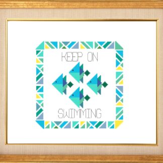 Geometric Keep On Swimming Tropical Fish Cross Stitch Pattern Digital Download ONLY