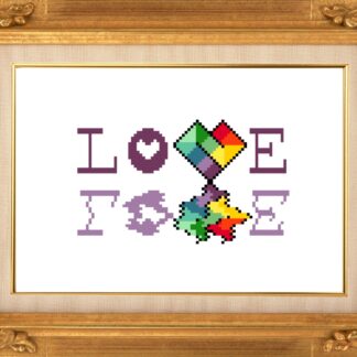 Reflections of Love Cross Stitch Pattern Rainbow Hearts Digital Download ONLY