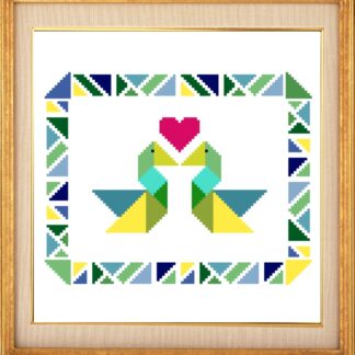 Geometric Tangram Swans in Love Cross Stitch Pattern Digital Download ONLY