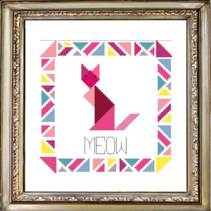 Geometric Tangram Cat Cross Stitch Pattern Purrfect for Beginners Digital Download ONLY