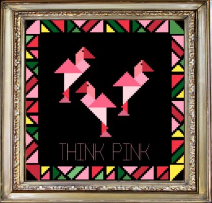 Geometric Flamingo Think Pink Beginner's Cross Stitch Pattern Digital Download ONLY