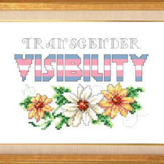 Transgender Visibility Cross Stitch Pattern Floral Daisies Digital Download ONLY