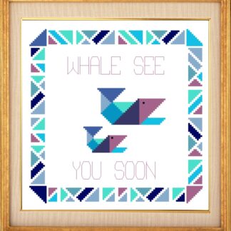 Geometric Whale See You Soon Punny Cross Stitch Pattern Digital Download ONLY
