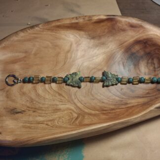 Butterflies Bracelet with Semi-Precious Stones and Green Glass