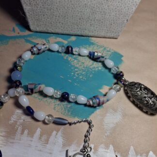 Polymer Clay Necklace with Large Metal Pendant