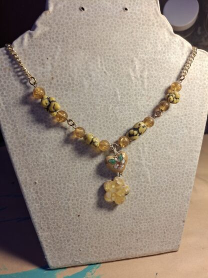 Yellow Cloisone Flower Necklace - Image 2