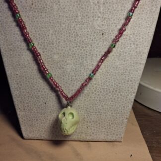 Polymer Clay Green Skull Beaded Necklace