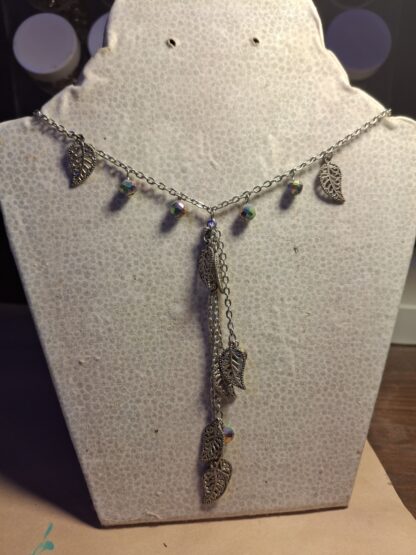 Silver Leaves Dangle Necklace - Image 3