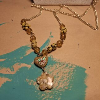 Yellow Cloisone Flower Necklace