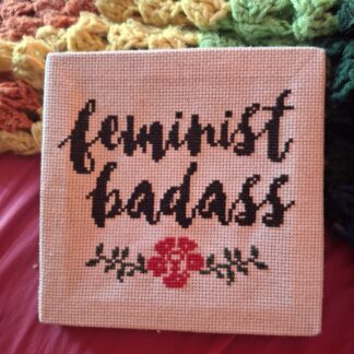 Feminist Badass Finished Cross Stitch