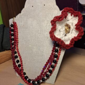 Crochet Beaded Asymmetric Necklace