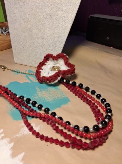 Crochet Beaded Asymmetric Necklace - Image 2